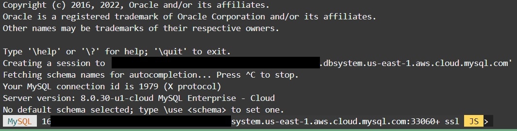 Screenshot of OCI Cloud Shell
