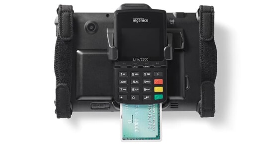 Dispositivo seguro e compacto da Série Tablet 700 para processamento de transações com cartão de crédito