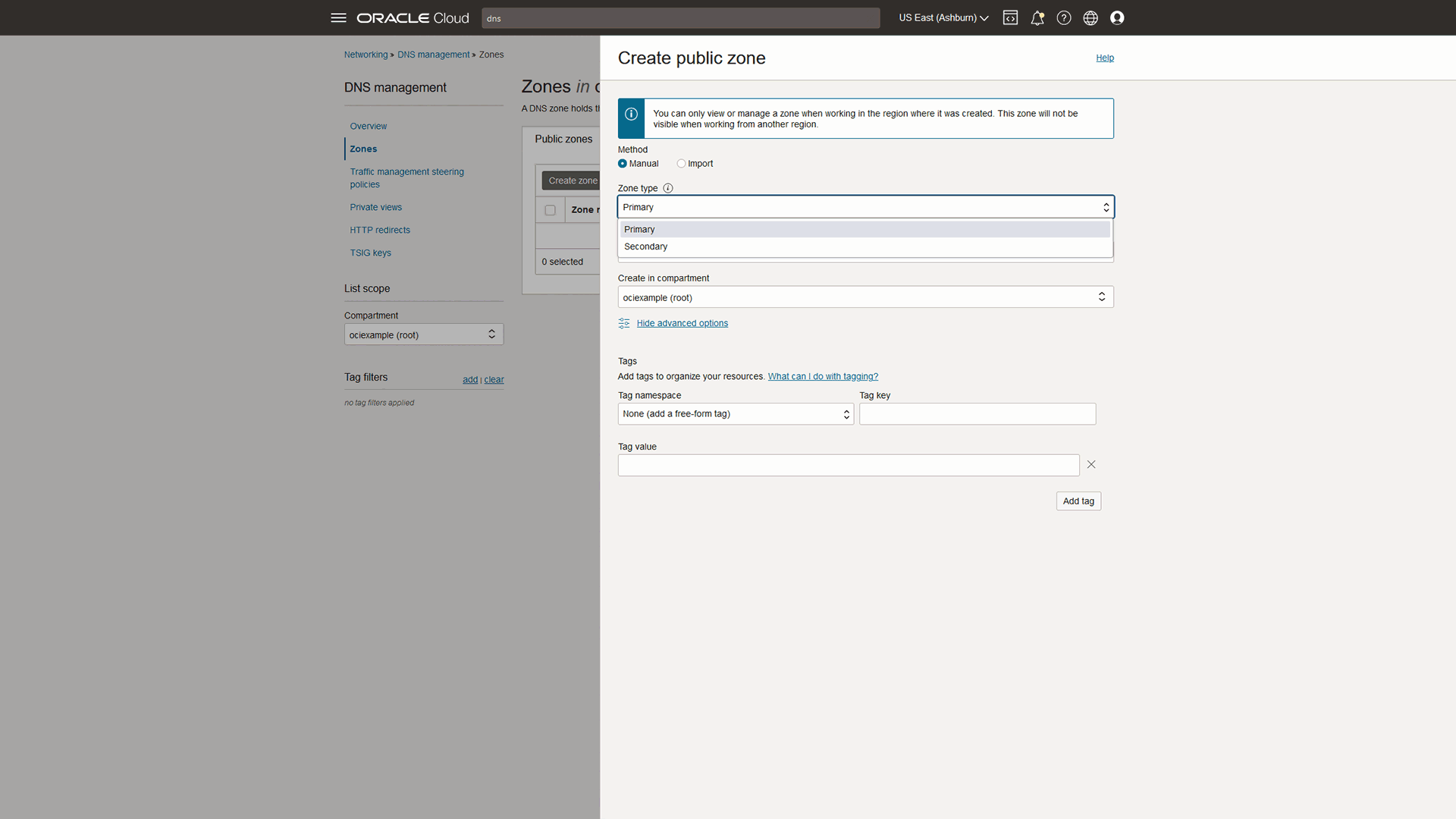 Create public zone view