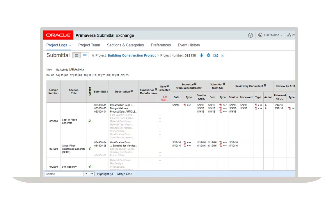 Exchange and Review Project Information screenshot