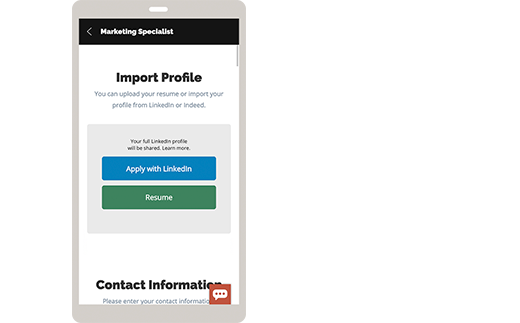 LinkedInによる応募のスクリーンショット